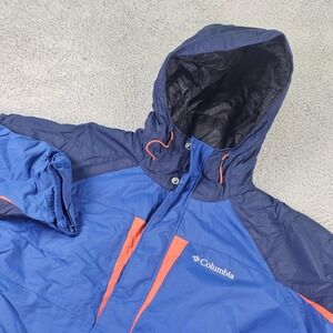 Columbia Jacket Mens Large Blue Hooded Full Zip Insulated Puffer Ski Winter